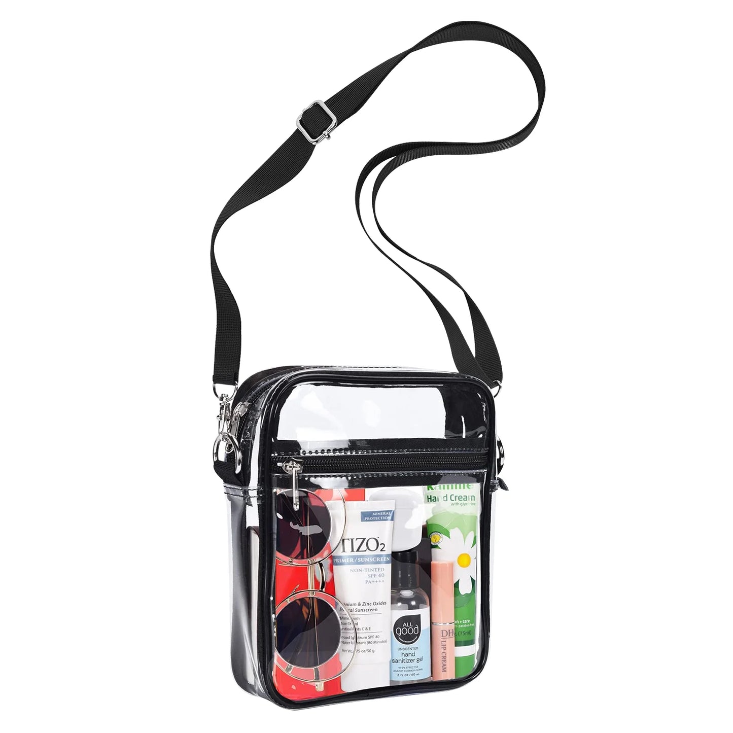 Clear Bag Stadium Approved Purse Transparent Plastic Crossbody Concert Bags for Women Men, Adjustable Strap Shoulder Bags - See through PVC Purse