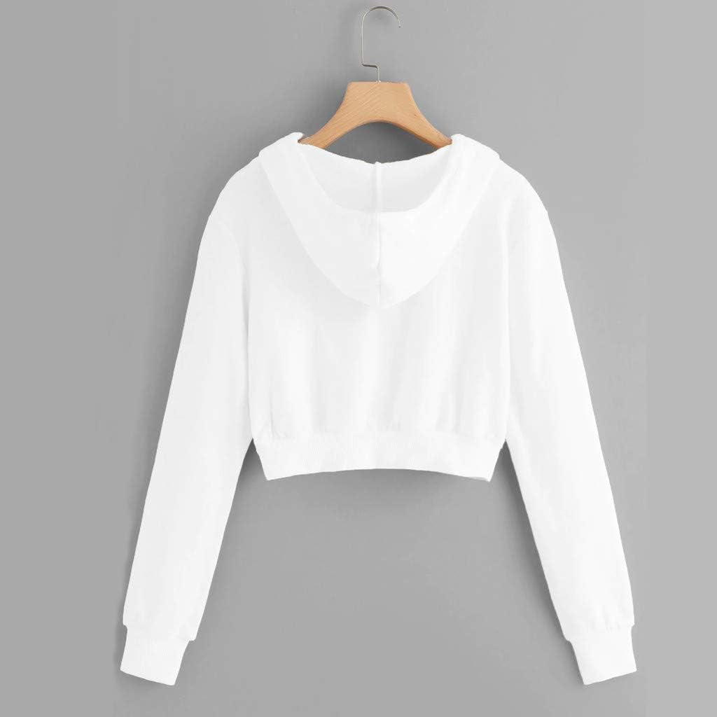 Crop Tops Hoodies for Women Teen Girls Casual Zip up Long Sleeve Sweatshirt